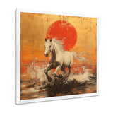 Orange And Gold Horse - Horse Framed Canvas Art