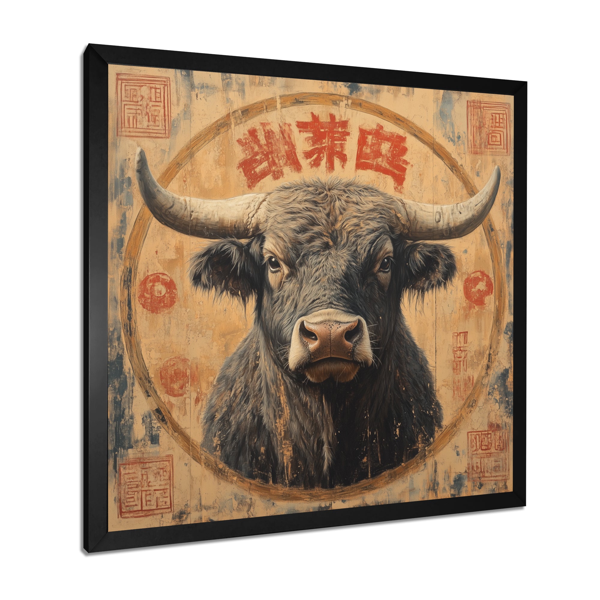 Brown And Red Bull Ox Earthy Strength - Bull Bedroom Wall Art