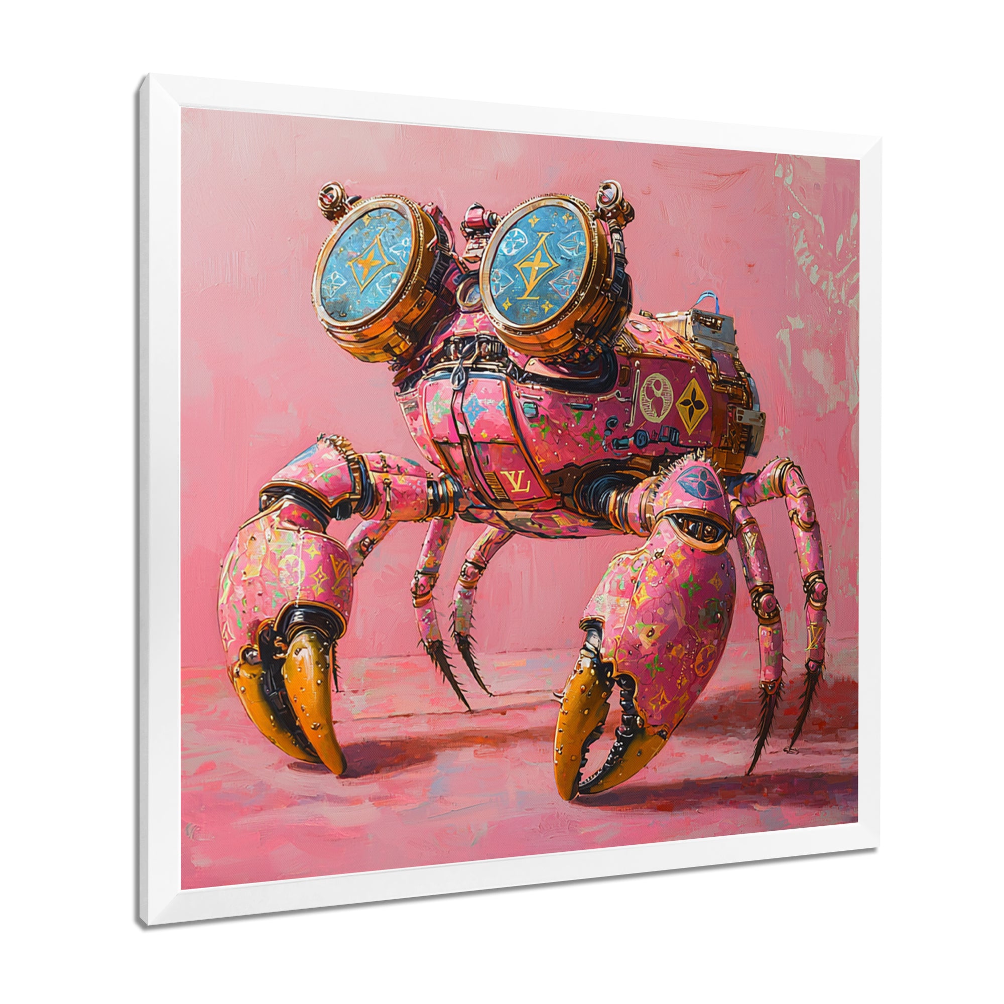 Pink And Blue Crab A Walking Robot Crab - Pink Crab Wall Art