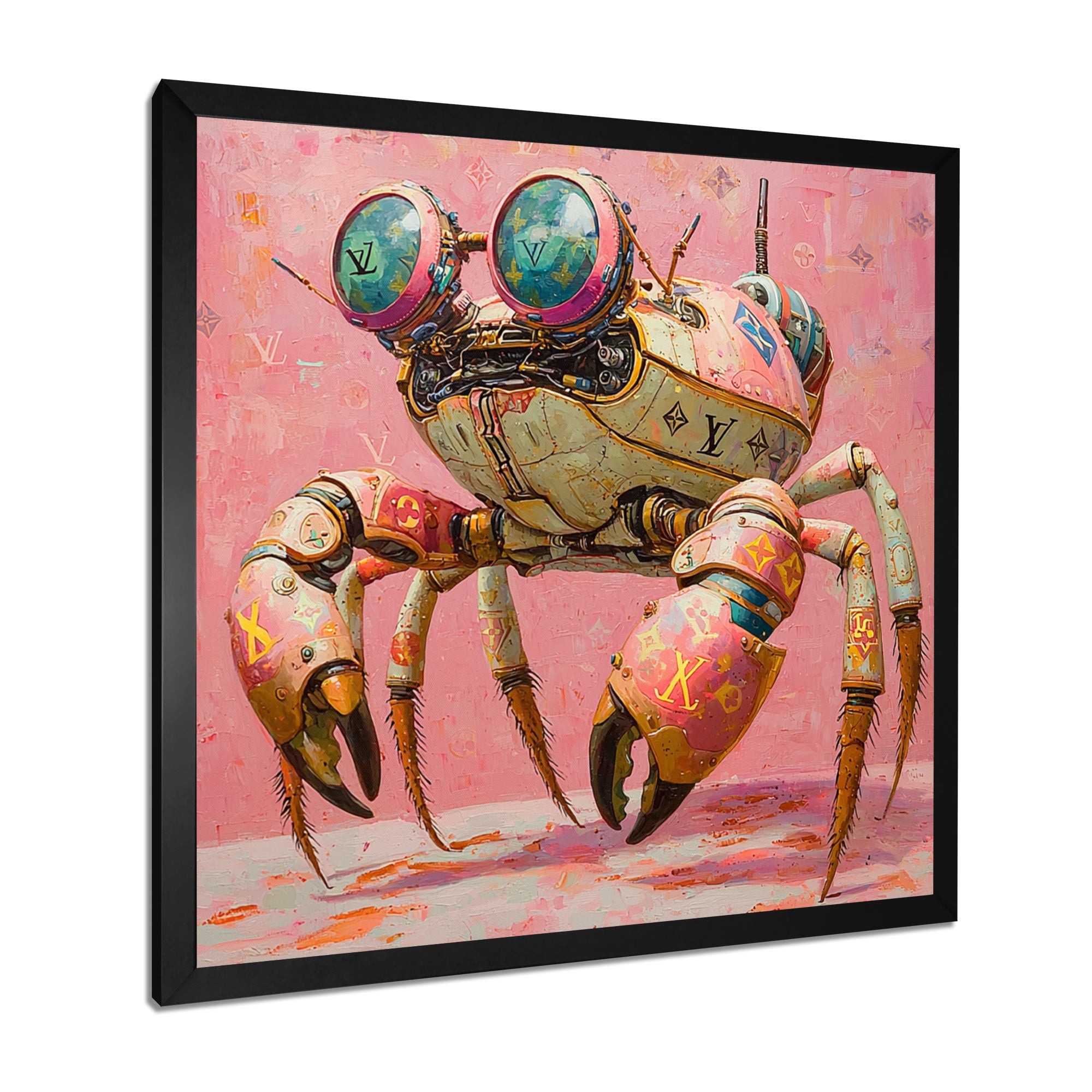Pink And Green Crab A Walking Robot - Pink Crab Wall Art