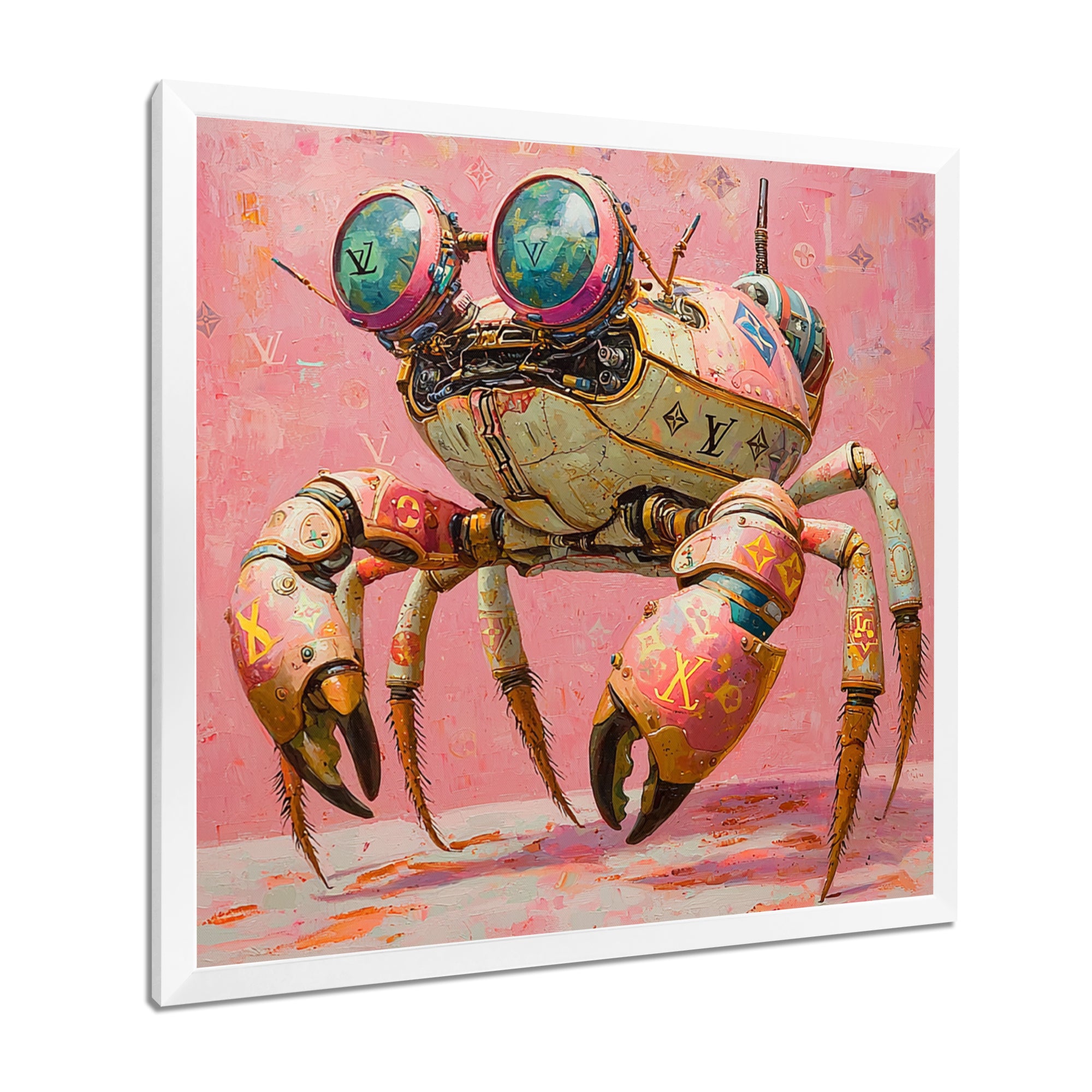 Pink And Green Crab A Walking Robot - Pink Crab Wall Art