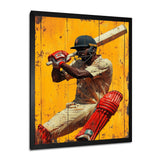Red And Yellow Sport Cricket Batsmans Stance - Cricket Sport Canvas Wall Art