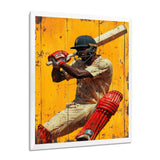 Red And Yellow Sport Cricket Batsmans Stance - Cricket Sport Canvas Wall Art