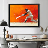 Orange And White Sport Cricket Cover Drive - Cricket Sport Canvas Wall Art
