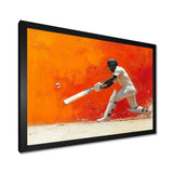 Orange And White Sport Cricket Cover Drive - Cricket Sport Canvas Wall Art