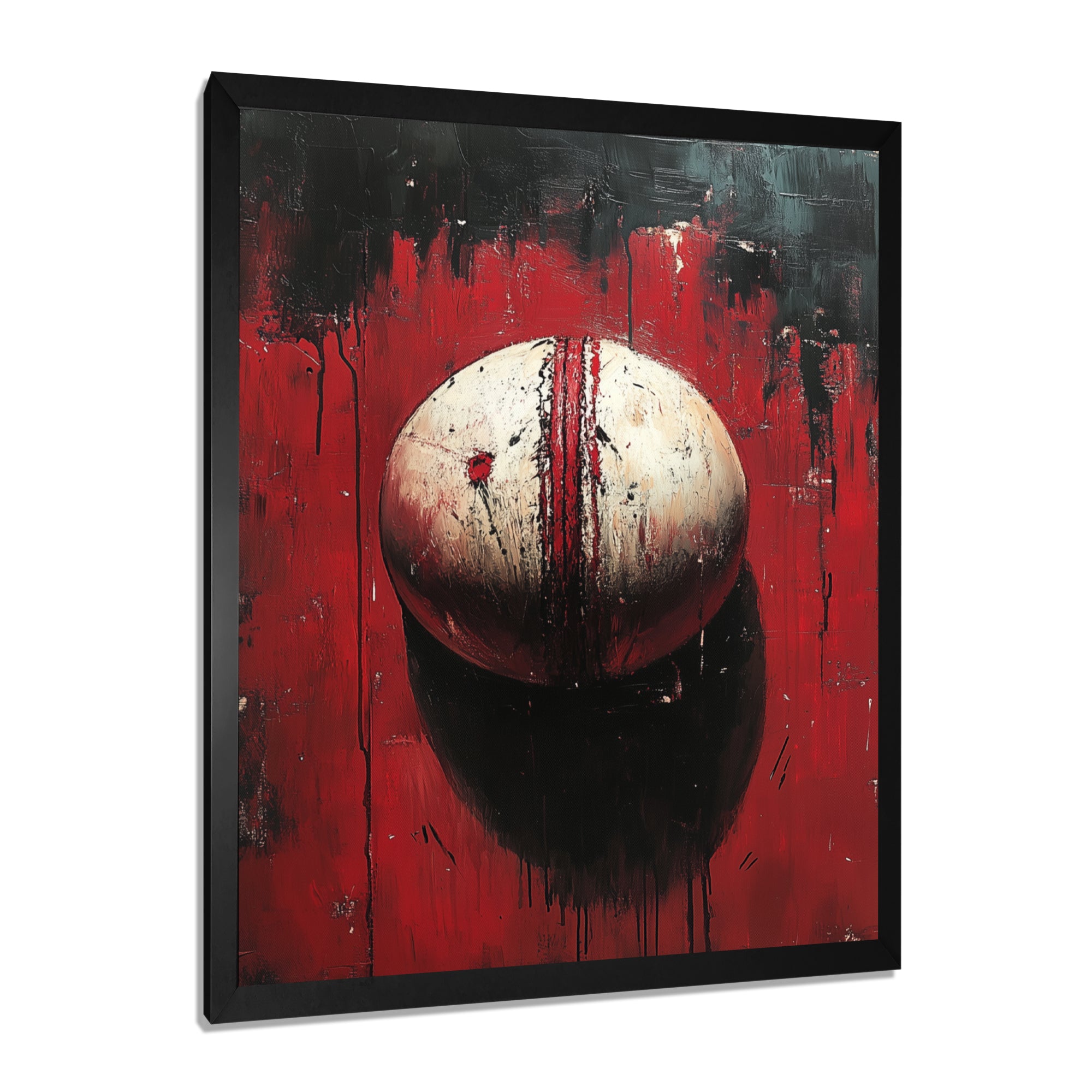 Red And White Sport Cricket Ball - Cricket Sport Canvas Wall Art