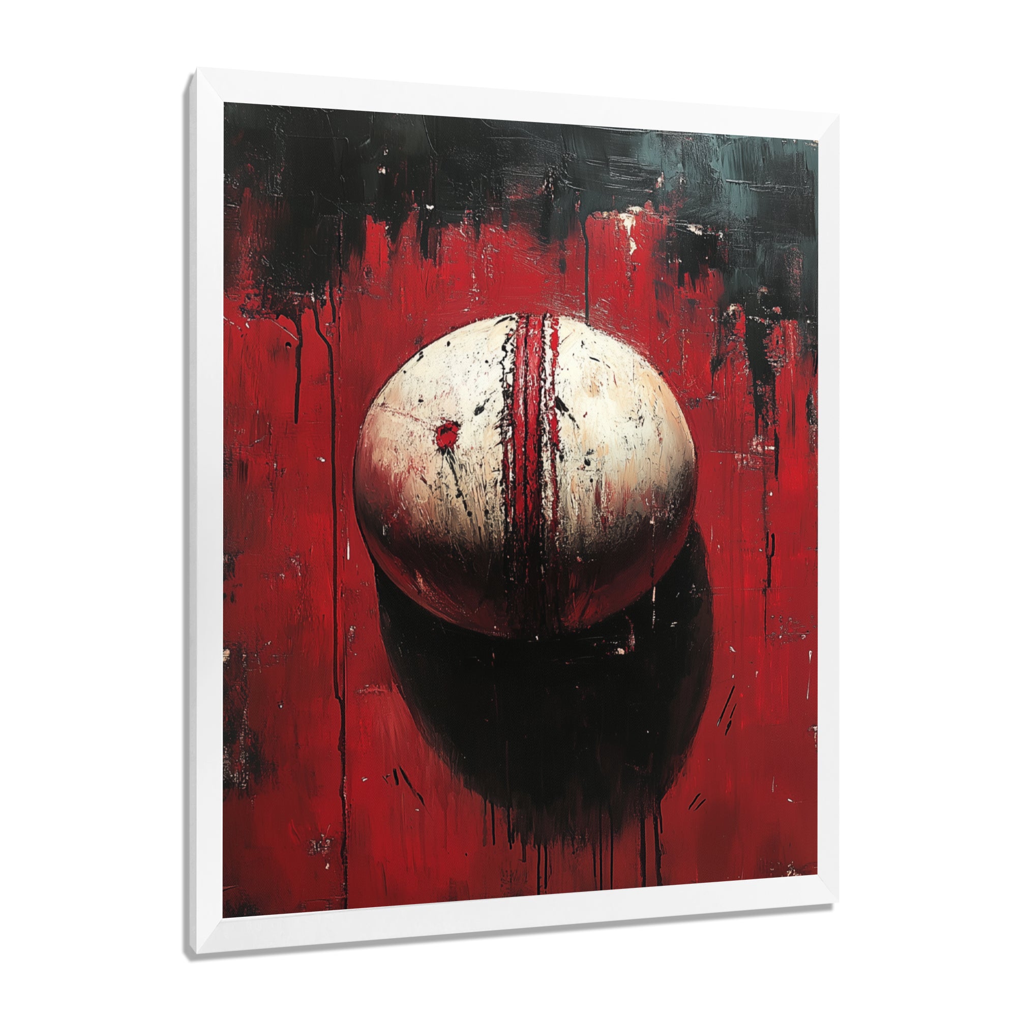 Red And White Sport Cricket Ball - Cricket Sport Canvas Wall Art