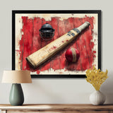 Red And Black Sport Cricket Equipment - Cricket Sport Canvas Wall Art