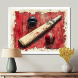 Red And Black Sport Cricket Equipment - Cricket Sport Canvas Wall Art
