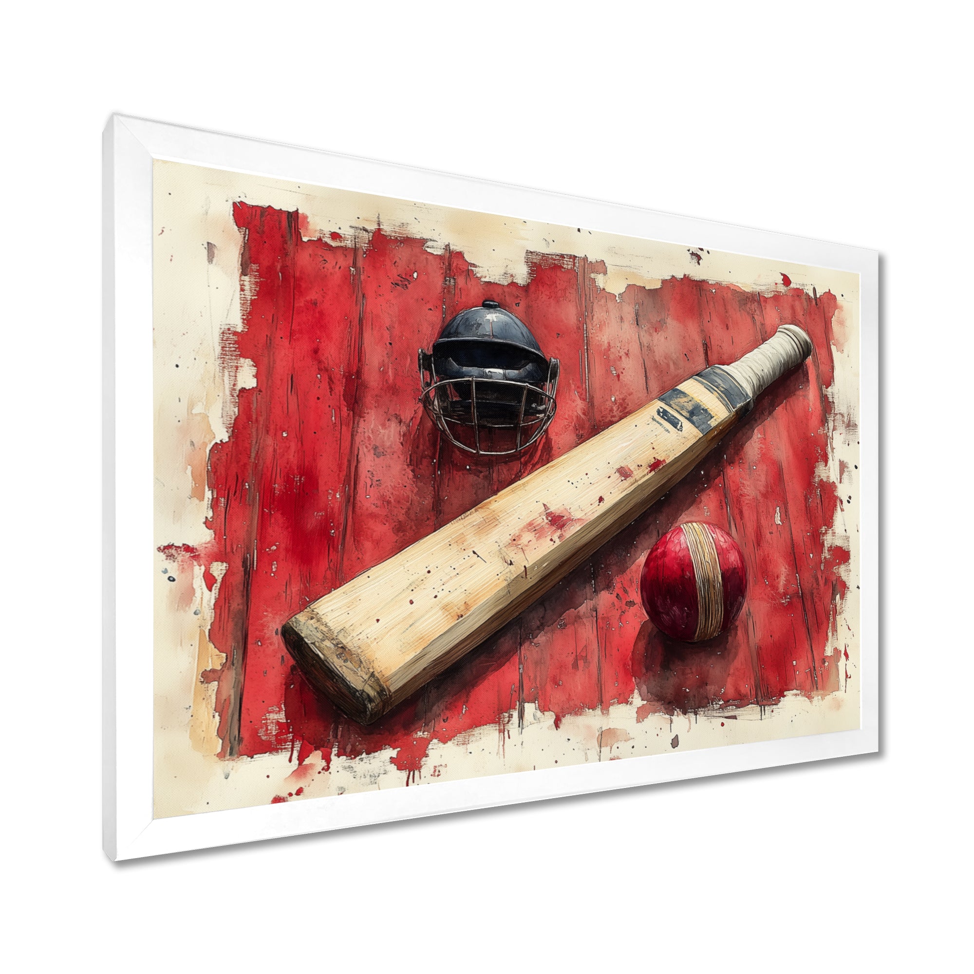 Red And Black Sport Cricket Equipment - Cricket Sport Canvas Wall Art