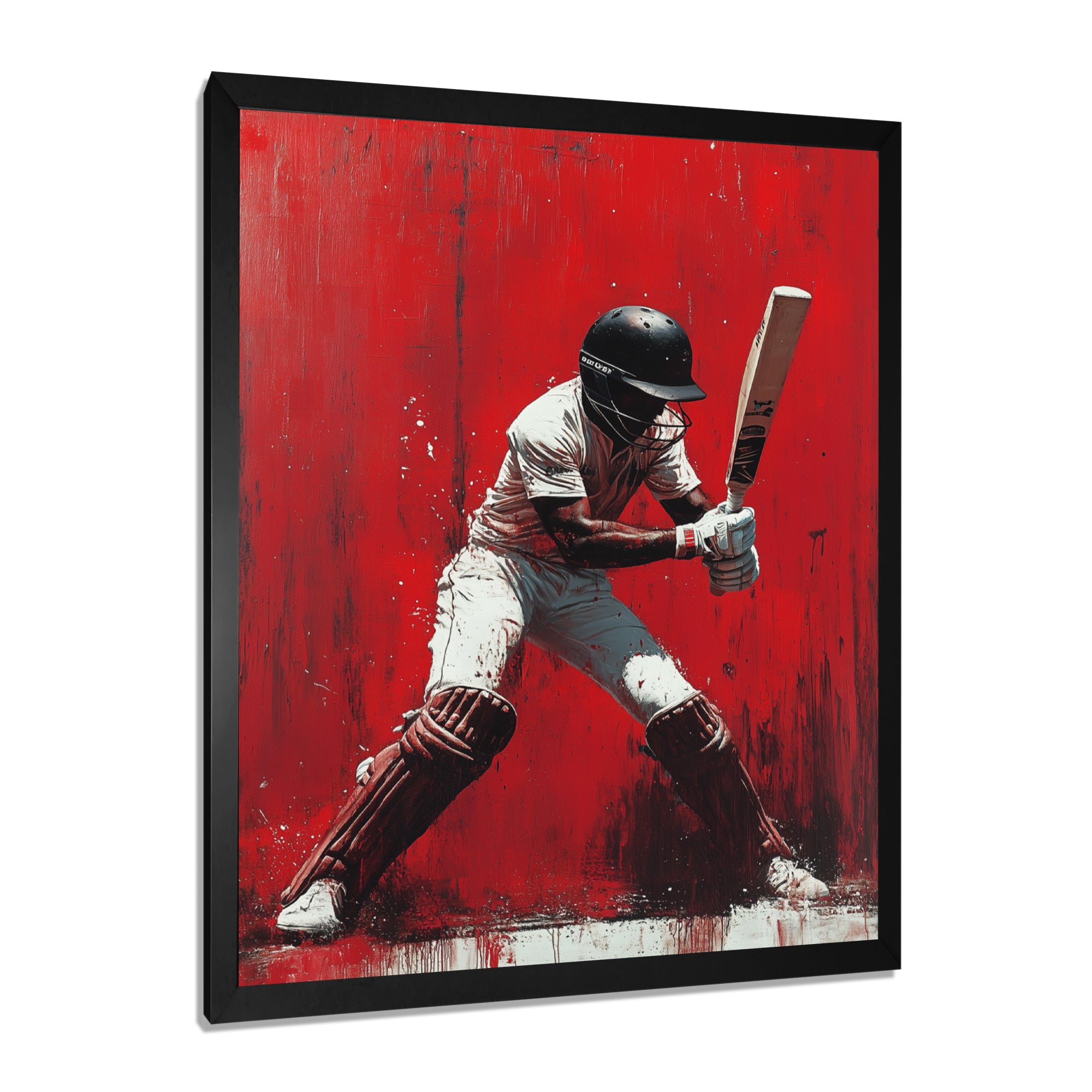 Red And Black Sport Cricket Fast Bowling I - Cricket Sport Canvas Wall Art