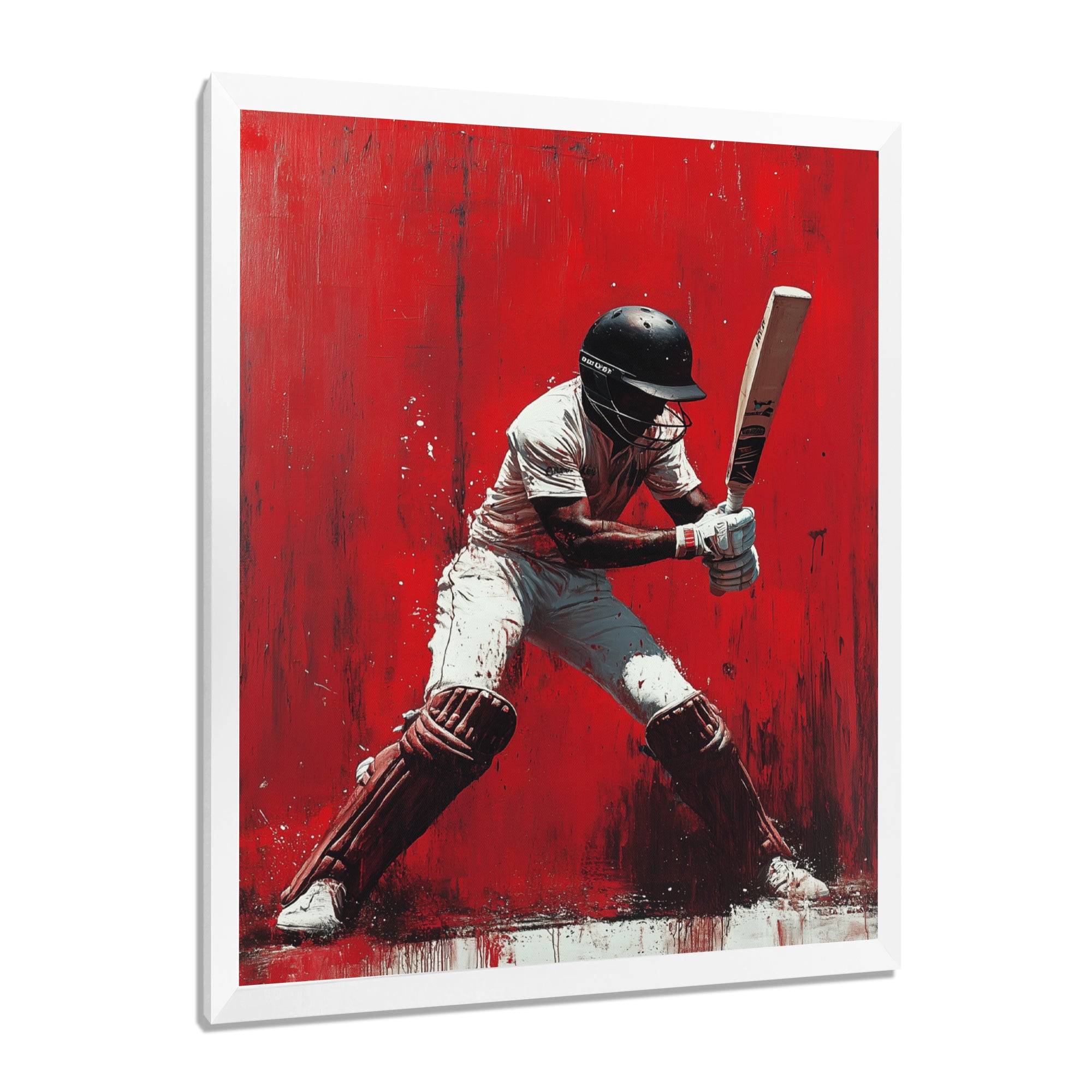 Red And Black Sport Cricket Fast Bowling I - Cricket Sport Canvas Wall Art