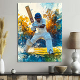 White And Blue Sport Cricket Fielding Frenzy - Cricket Sport Canvas Wall Art