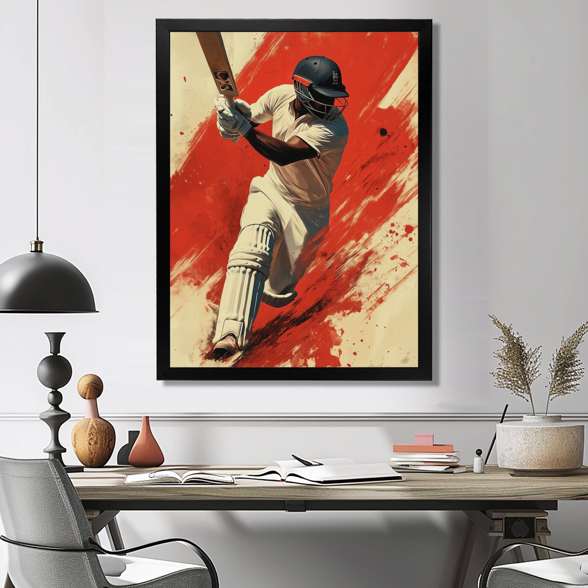 White And Red Sport Cricket Indian Cricket Sport - Cricket Sport Canvas Wall Art