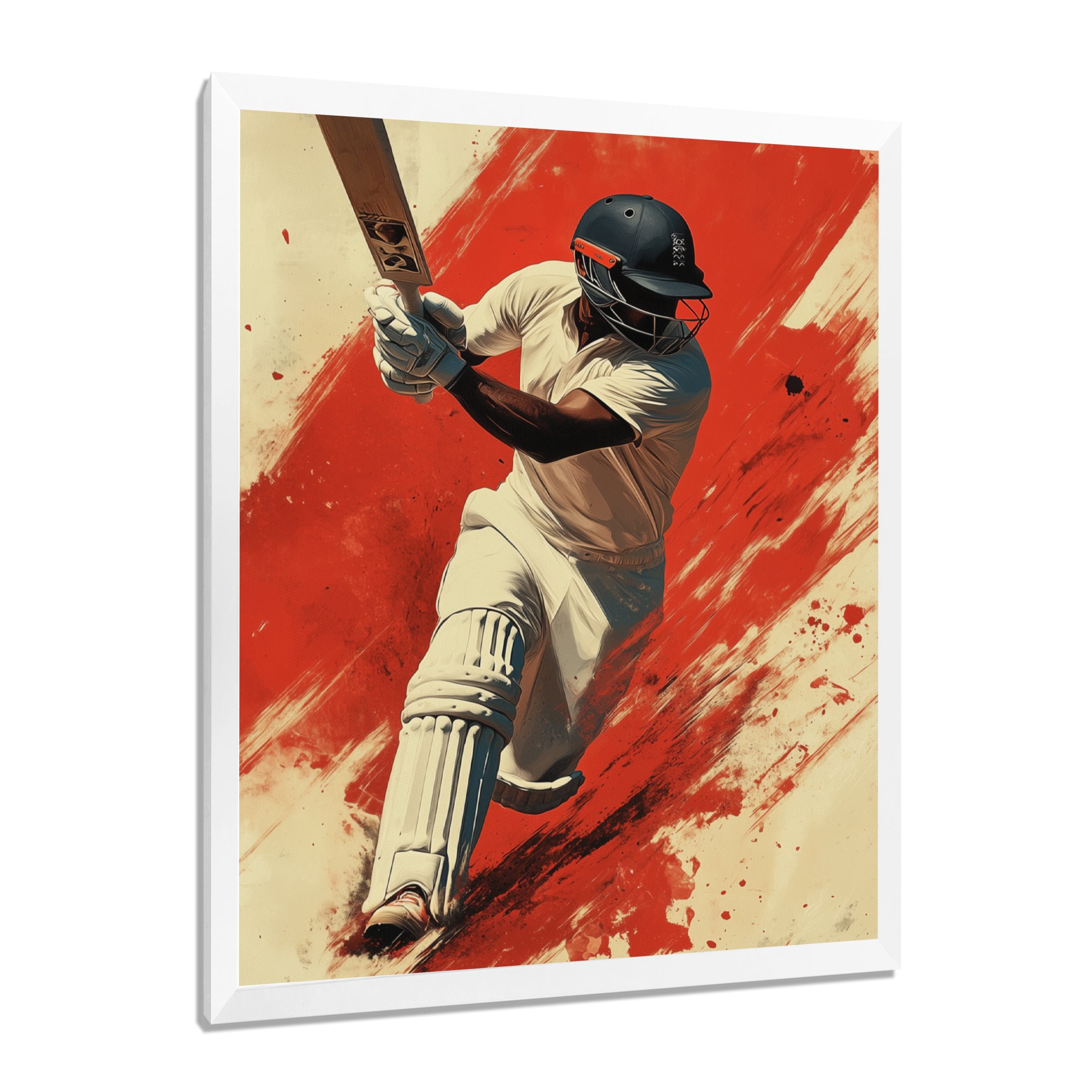 White And Red Sport Cricket Indian Cricket Sport - Cricket Sport Canvas Wall Art