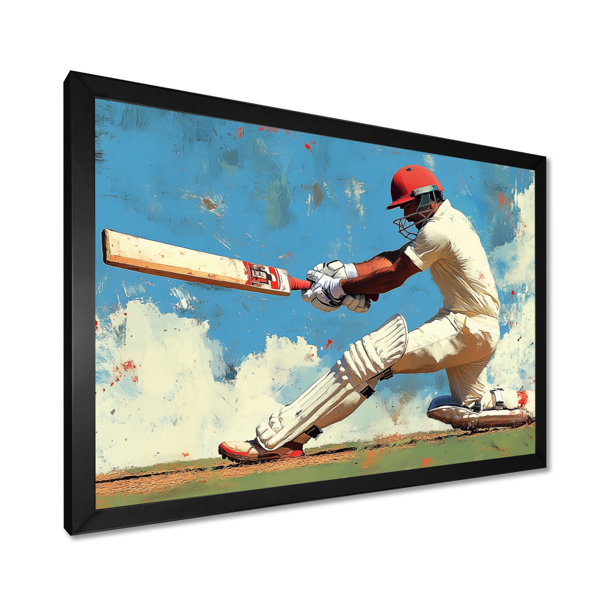 White And Blue Sport Cricket Indian Cricket Sport - Cricket Sport Canvas Wall Art