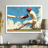 White And Blue Sport Cricket Indian Cricket Sport - Cricket Sport Canvas Wall Art