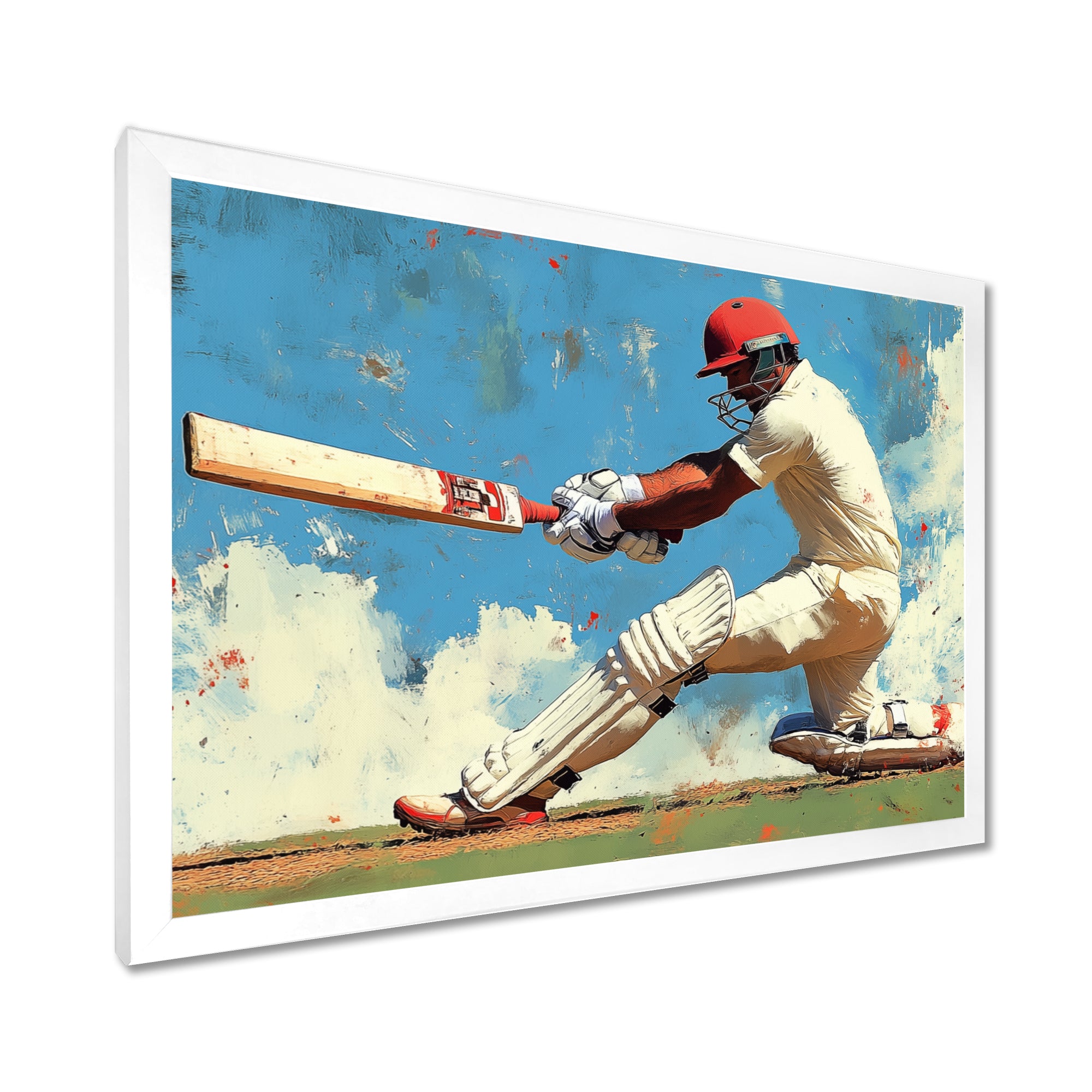 White And Blue Sport Cricket Indian Cricket Sport - Cricket Sport Canvas Wall Art