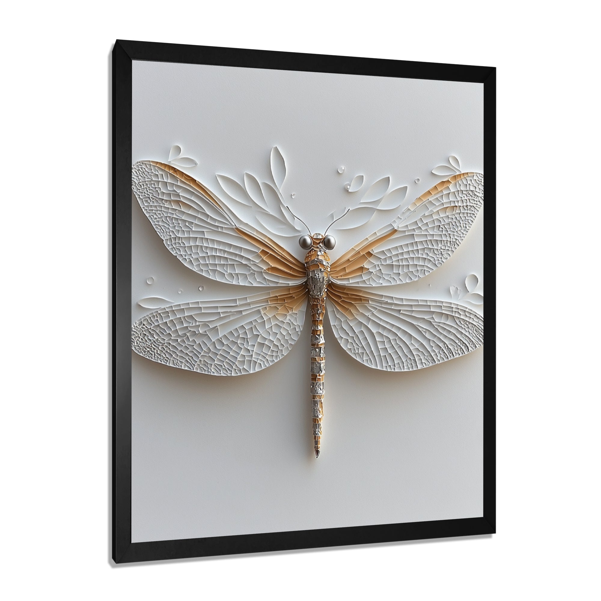 White And Gold Dragonfly Moonlit Magic - Dragonfly Bedroom Wall Art