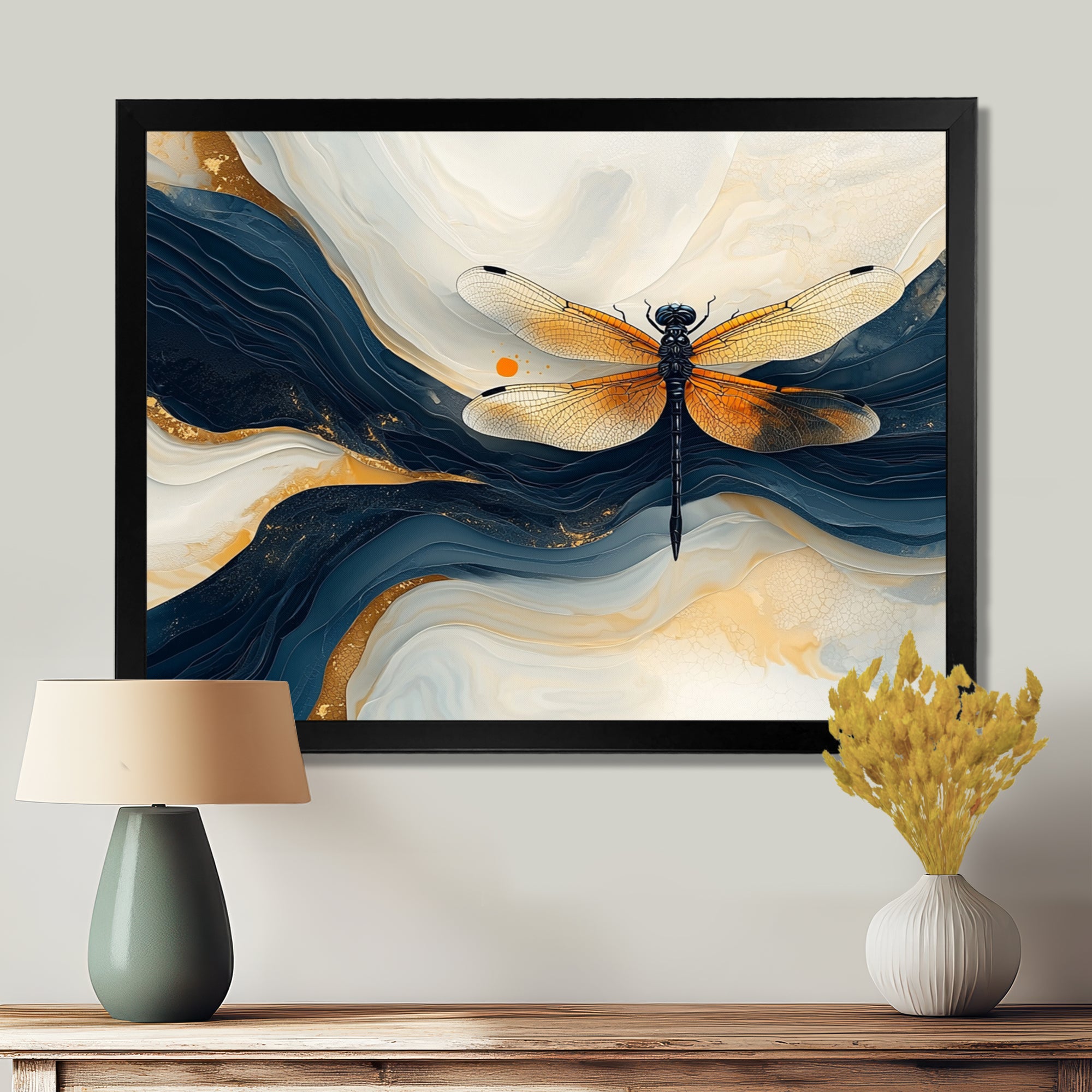 Yellow And Blue Dragonfly Sky Dancer - Dragonfly Wall Art Prints