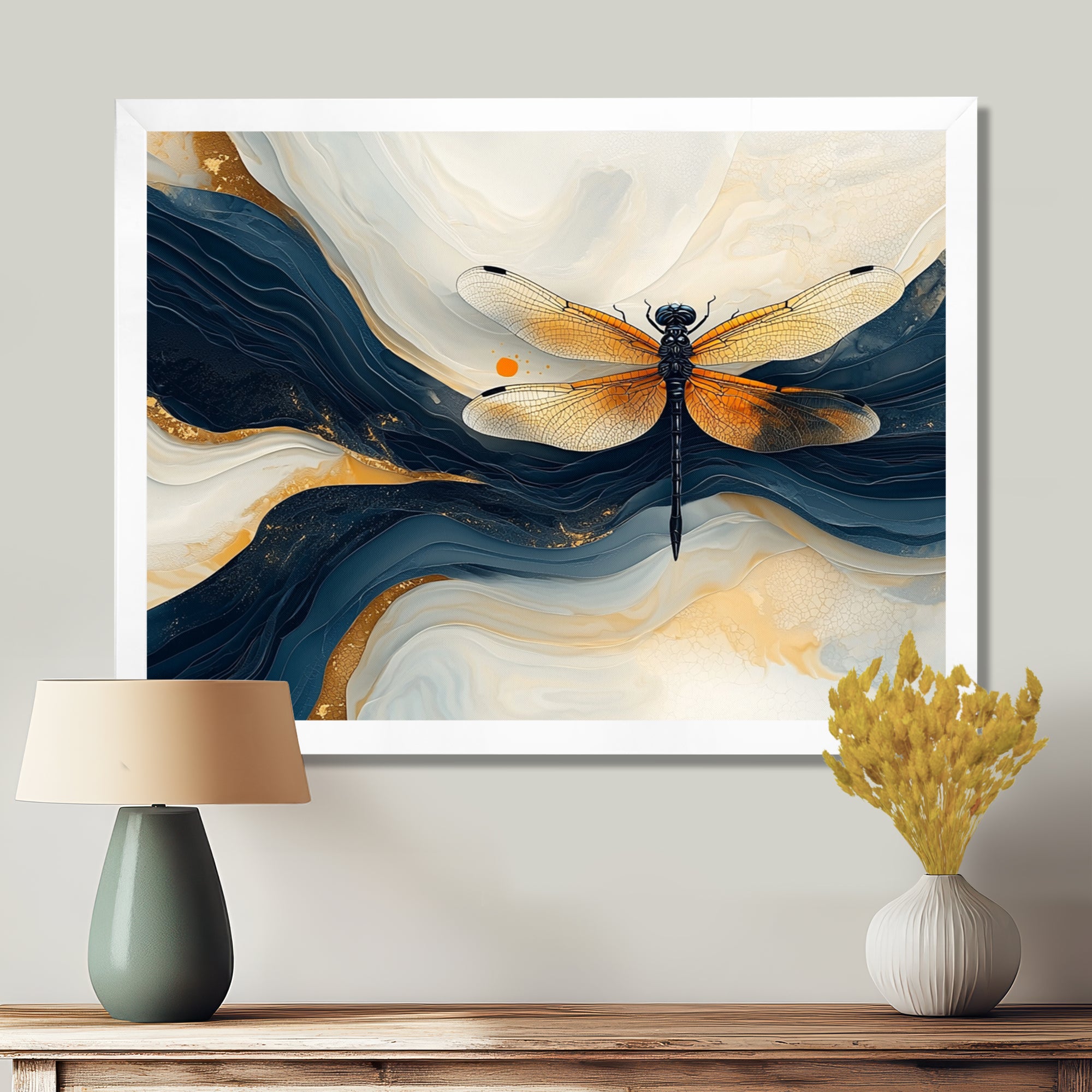 Yellow And Blue Dragonfly Sky Dancer - Dragonfly Wall Art Prints
