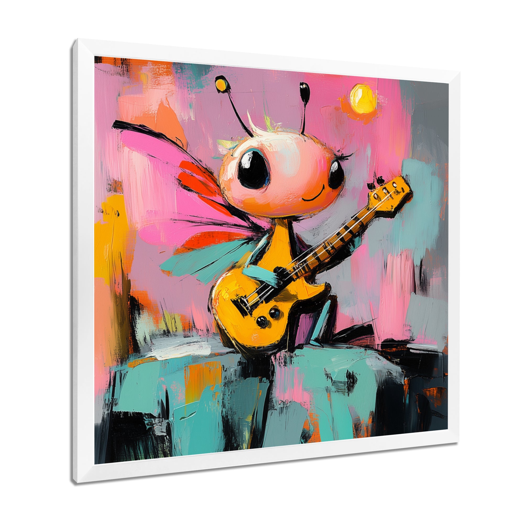 Nursery Dragonfly Playing Guitar - Dragonfly Wall Art Prints