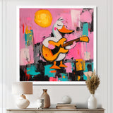 Nursery Duck Playing Guitar - Pink Duck Wall Art
