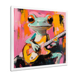 Nursery Green Frog Rock Star Accented With Pink - Frog Bedroom Wall Art