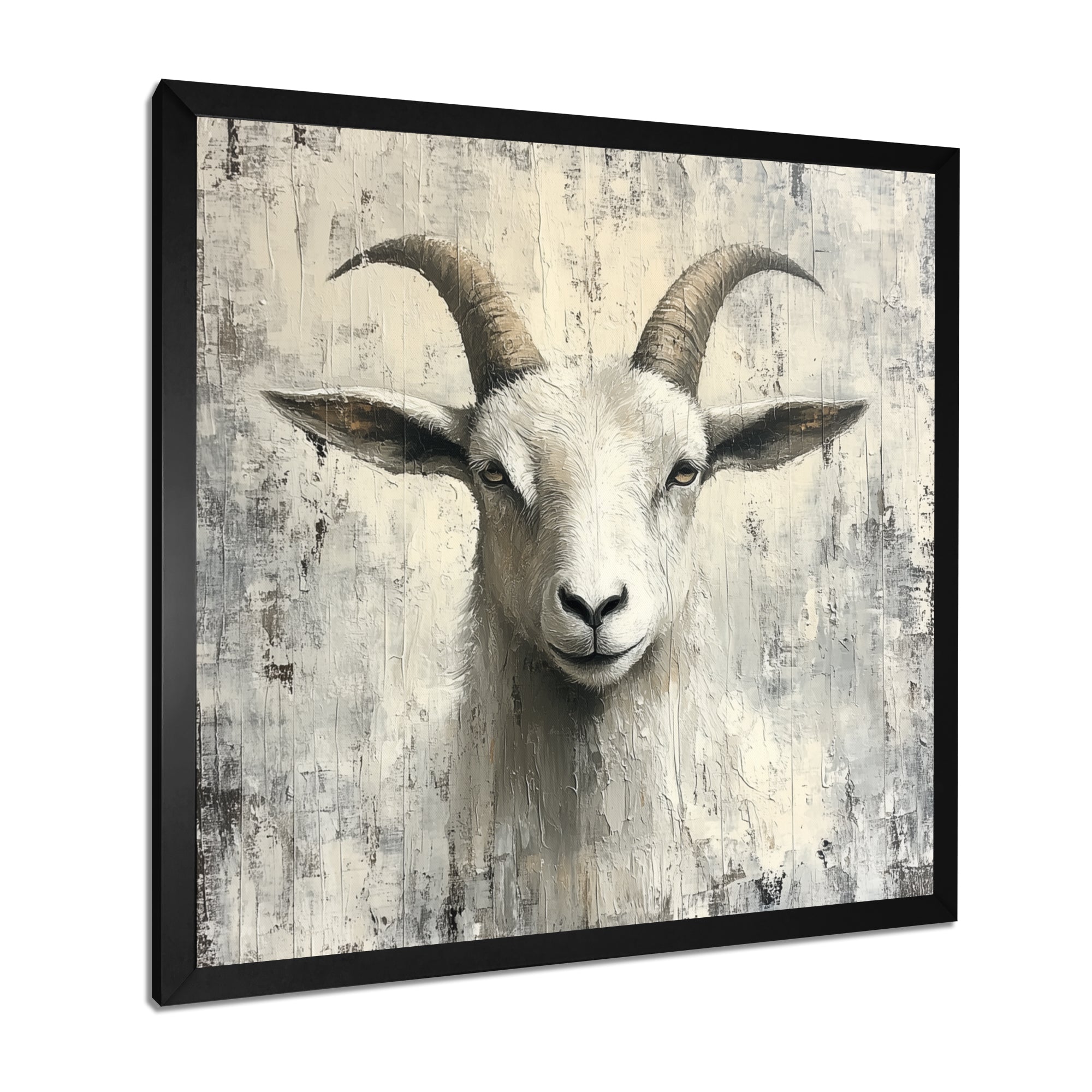 Grey And Minimalism Coastal Goats - Goat Canvas Wall Art