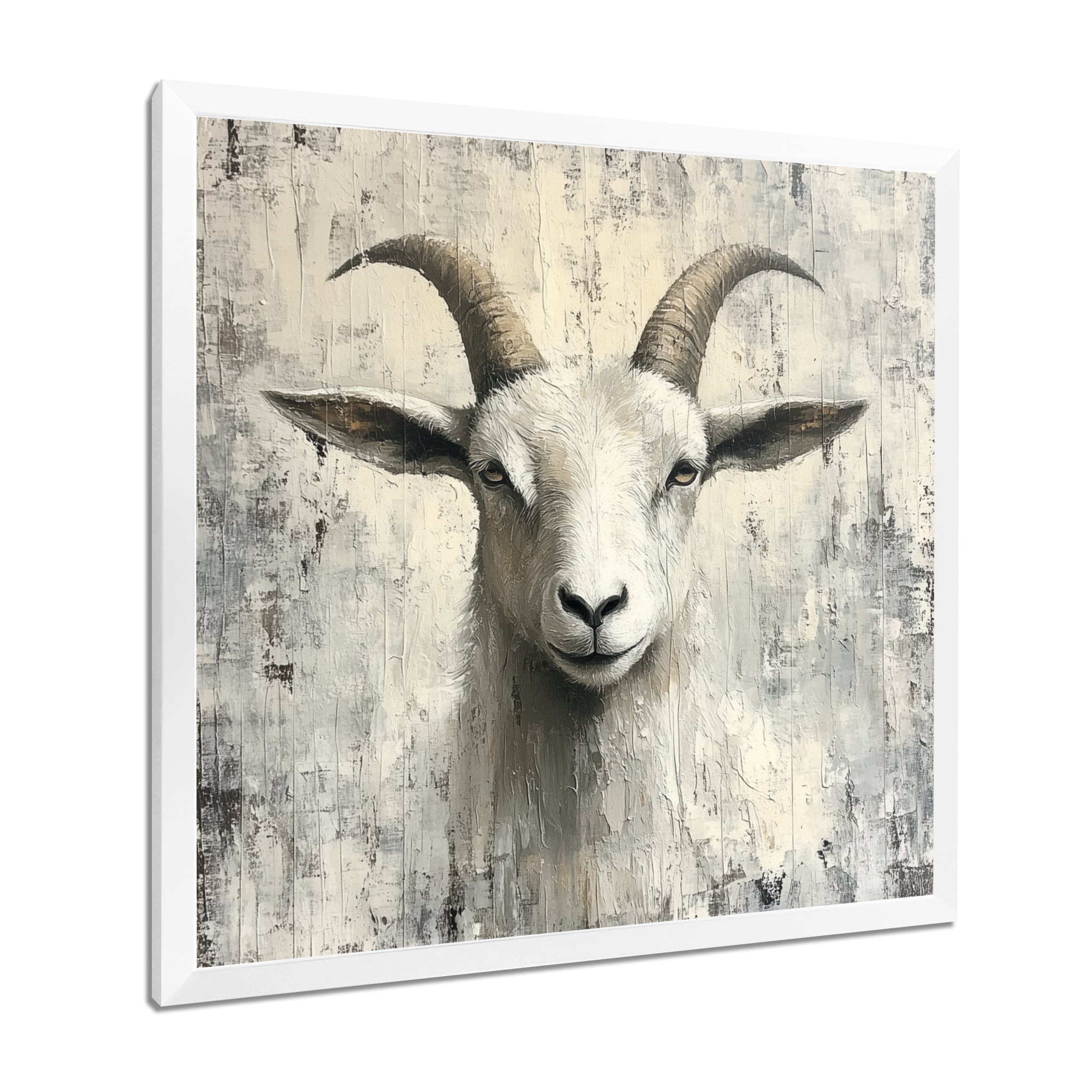 Grey And Minimalism Coastal Goats - Goat Canvas Wall Art
