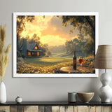 Green Golf Course With Cozy Lodge I - Golf Canvas Wall Art