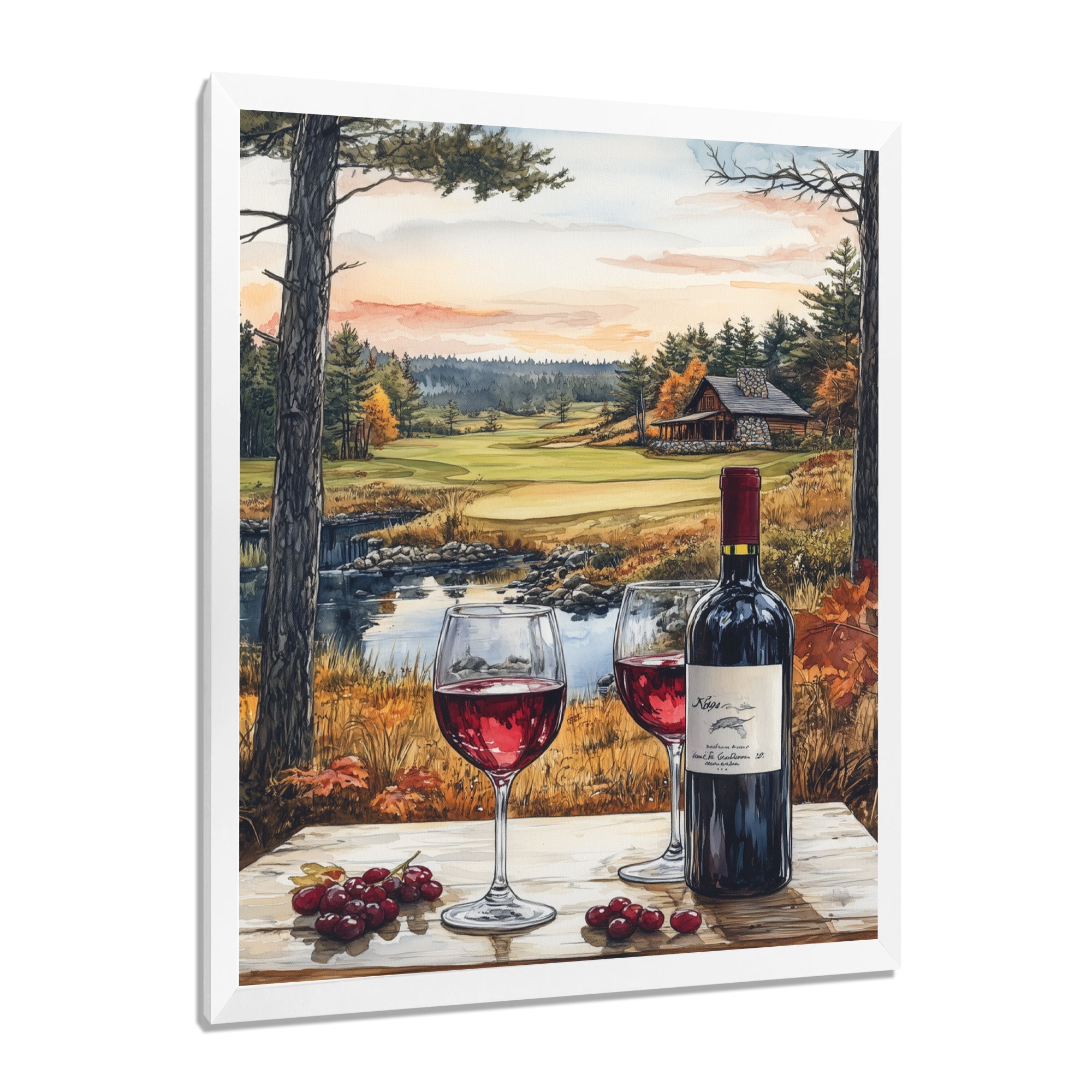 Green And Red Golf Course With Cozy Lodge - Golf Canvas Wall Art