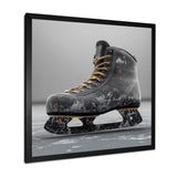 Hockey Skates In Grey And Yellow Tones - Sport Hockey Canvas Wall Art