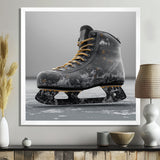 Hockey Skates In Grey And Yellow Tones - Sport Hockey Canvas Wall Art