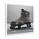 Hockey Skates In Grey And Yellow Tones - Sport Hockey Canvas Wall Art