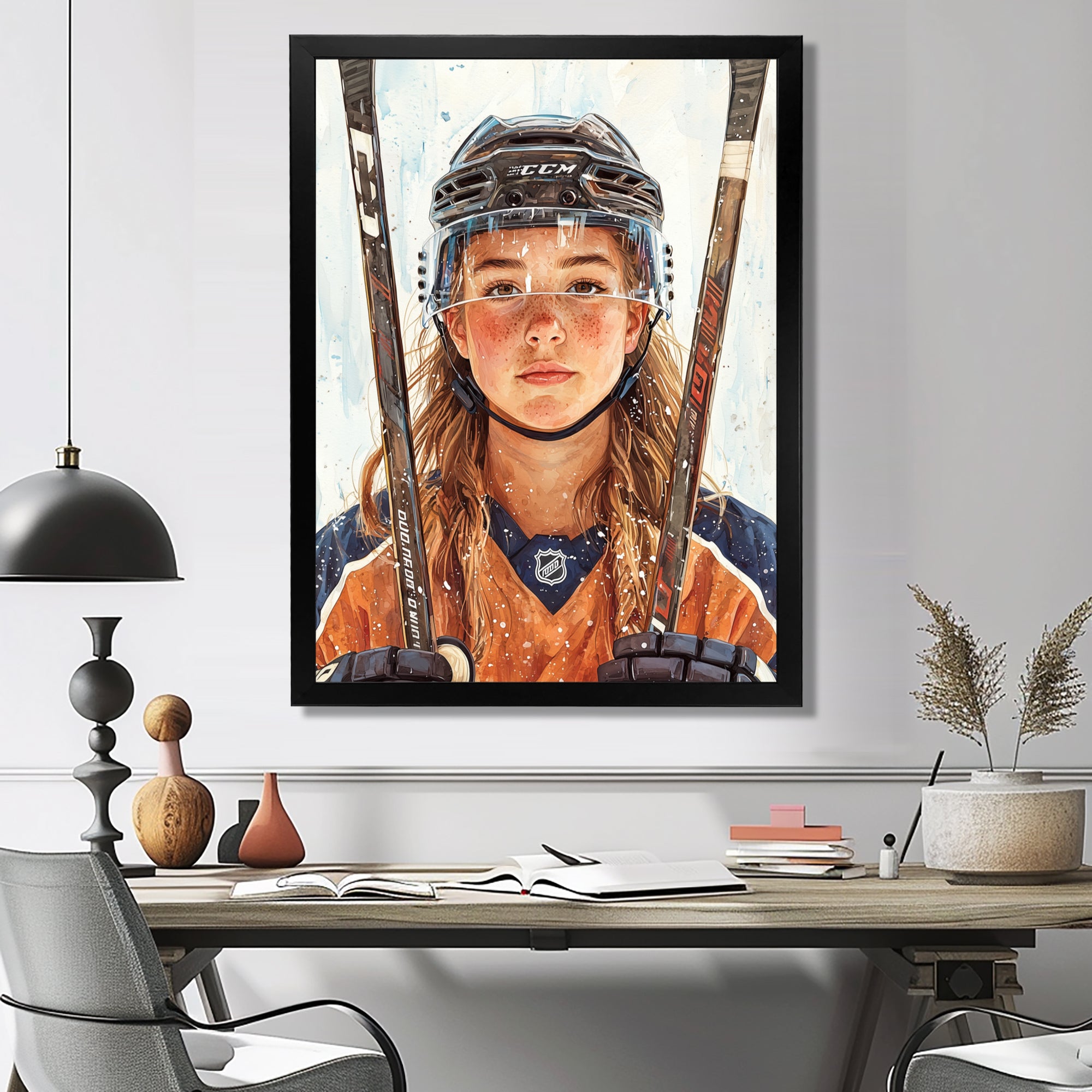 A Young Female Hockey Player - Sport Hockey Canvas Wall Art