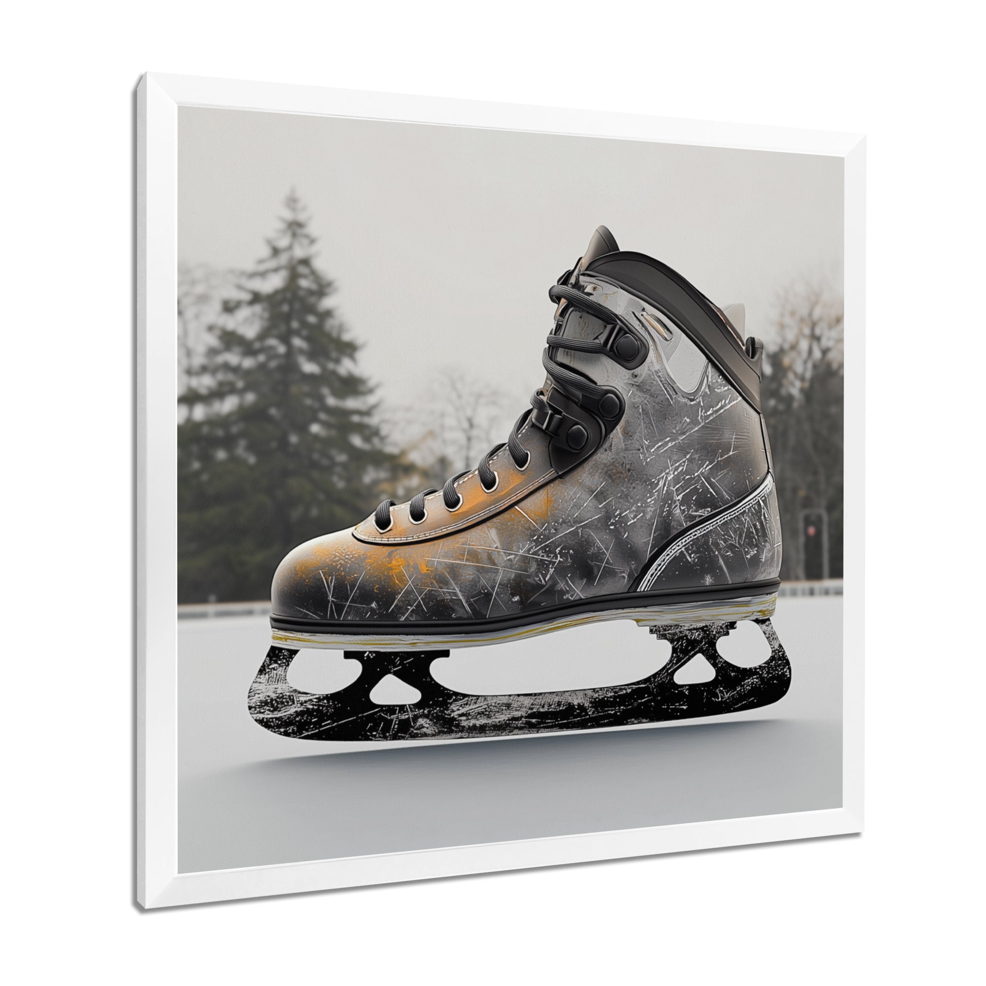 Hockey Skates In Grey And Orange Tones I - Sport Hockey Canvas Wall Art