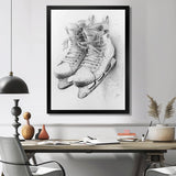 Hockey Skates In Grey - Sport Hockey Canvas Wall Art