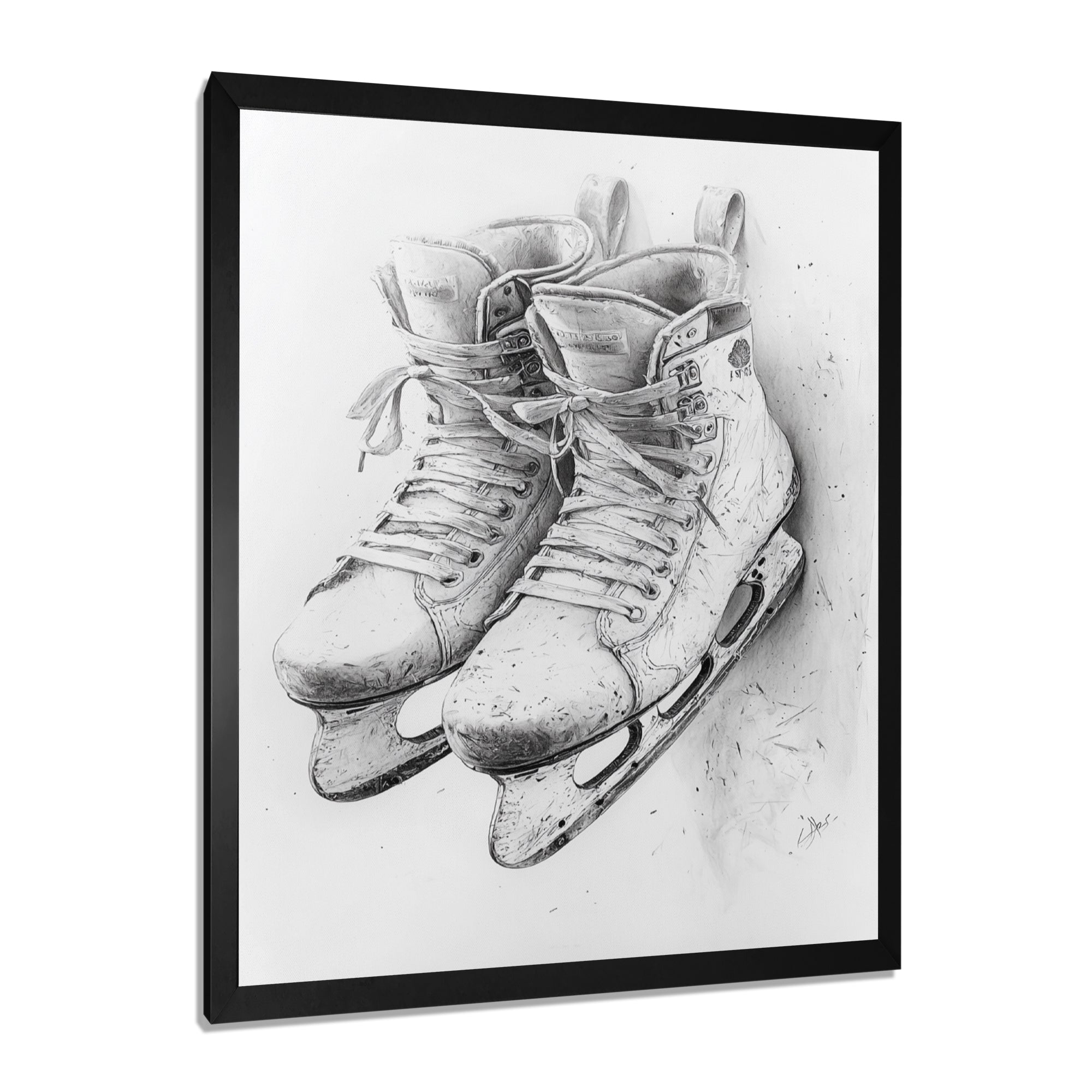 Hockey Skates In Grey - Sport Hockey Canvas Wall Art