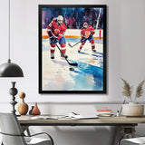 Red Hockey Players In Canada I - Sport Hockey Canvas Wall Art