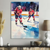 Red Hockey Players In Canada I - Sport Hockey Canvas Wall Art