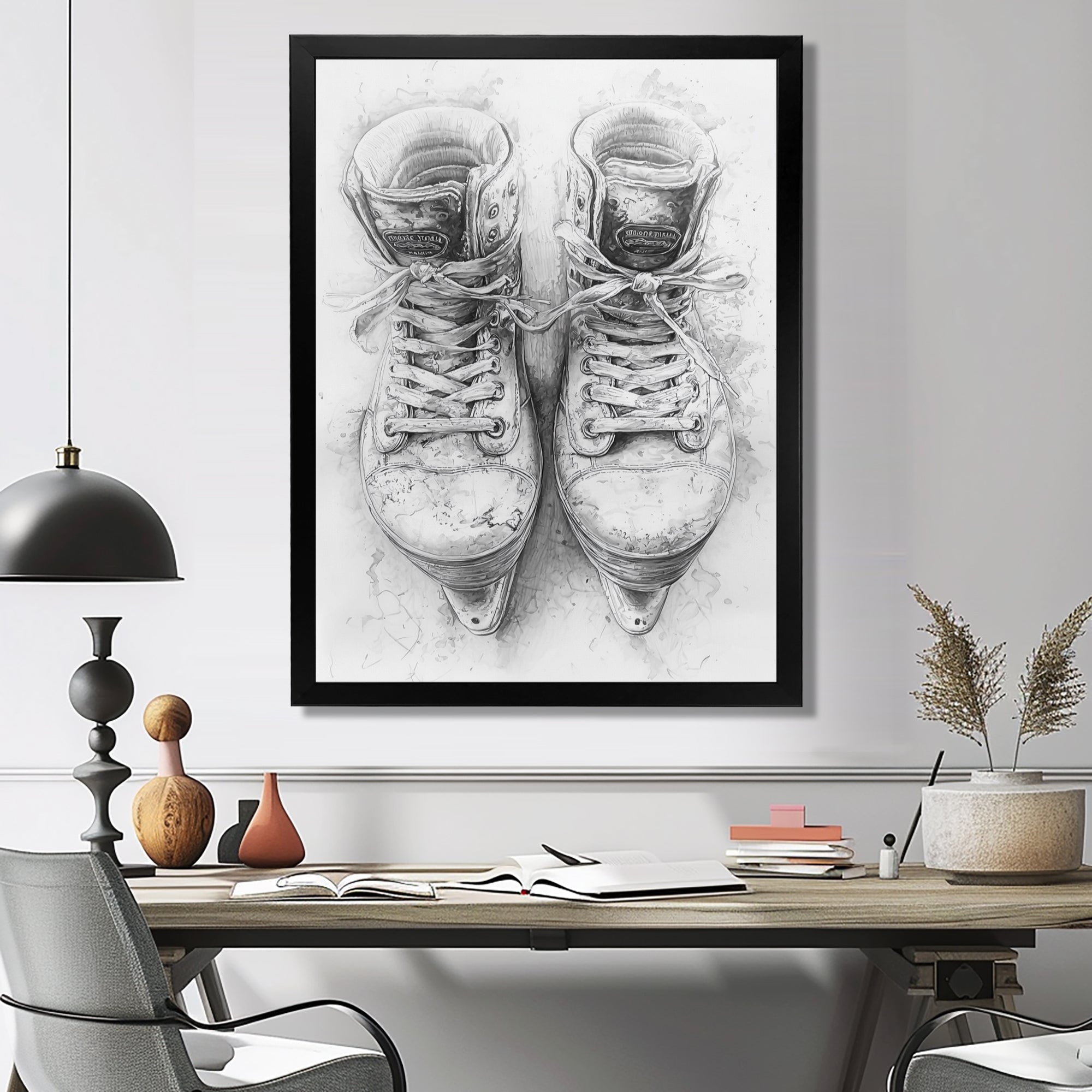Hockey Skates In Grey And Tones - Sport Hockey Canvas Wall Art