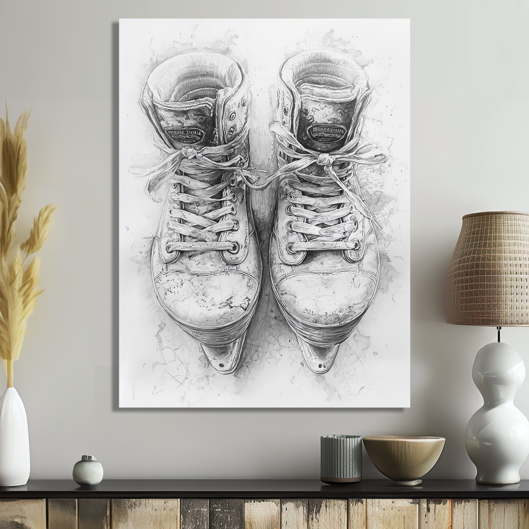 Hockey Skates In Grey And Tones - Sport Hockey Canvas Wall Art