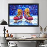 Red Hockey Gear Painting Accented With Blue - Sport Hockey Canvas Wall Art