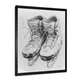 Grey Hockey Skates Hung On Wall I - Sport Hockey Canvas Wall Art