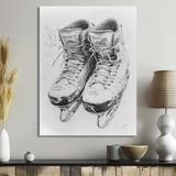 Grey Hockey Skates Hung On Wall I - Sport Hockey Canvas Wall Art