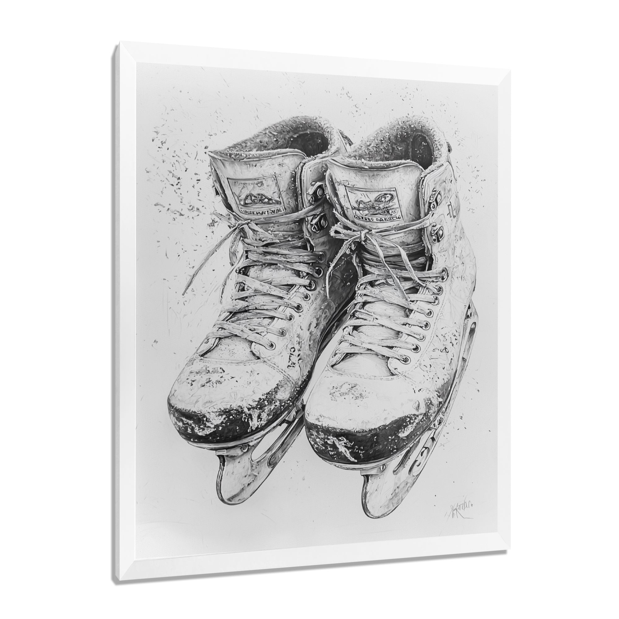 Grey Hockey Skates Hung On Wall I - Sport Hockey Canvas Wall Art