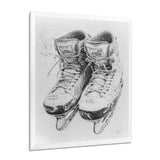 Grey Hockey Skates Hung On Wall I - Sport Hockey Canvas Wall Art