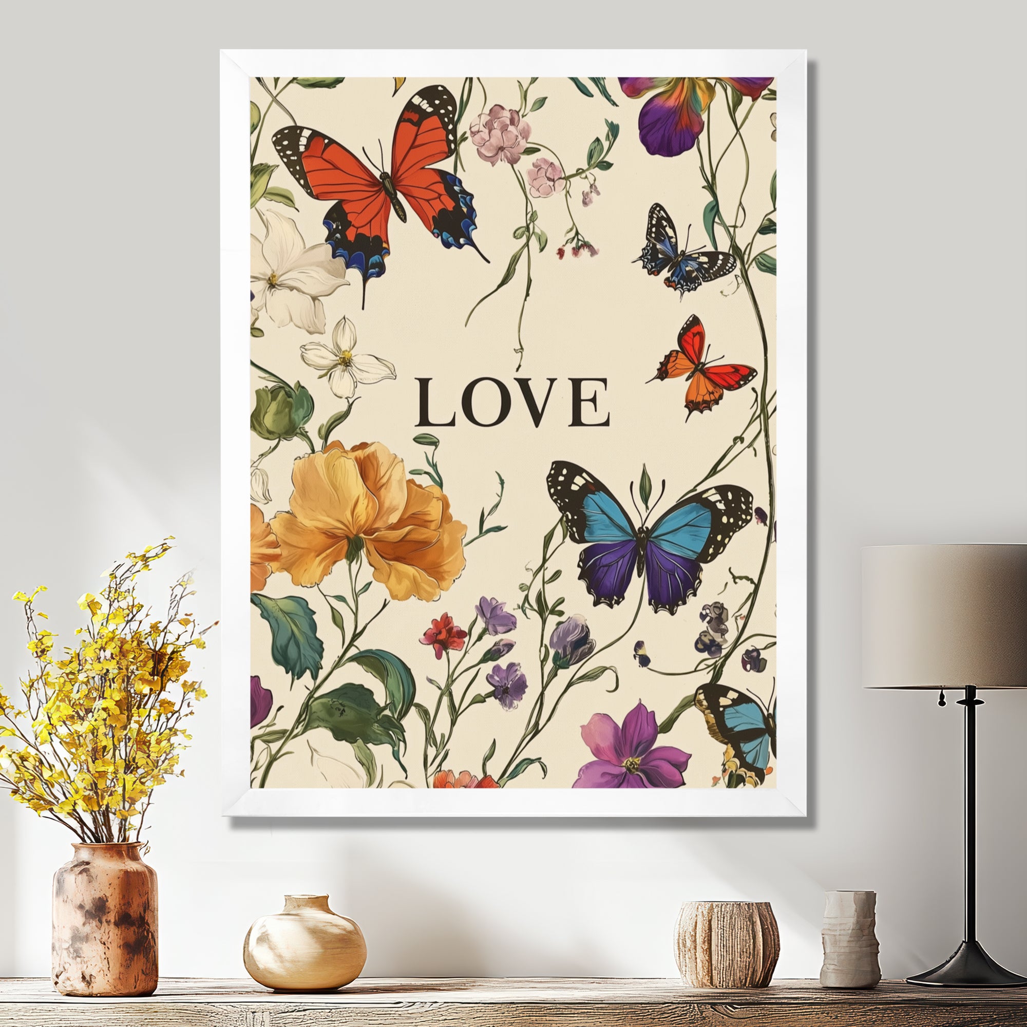 Love Butterflies In Blue And Orange Tones - Butterfly Wall Art Prints