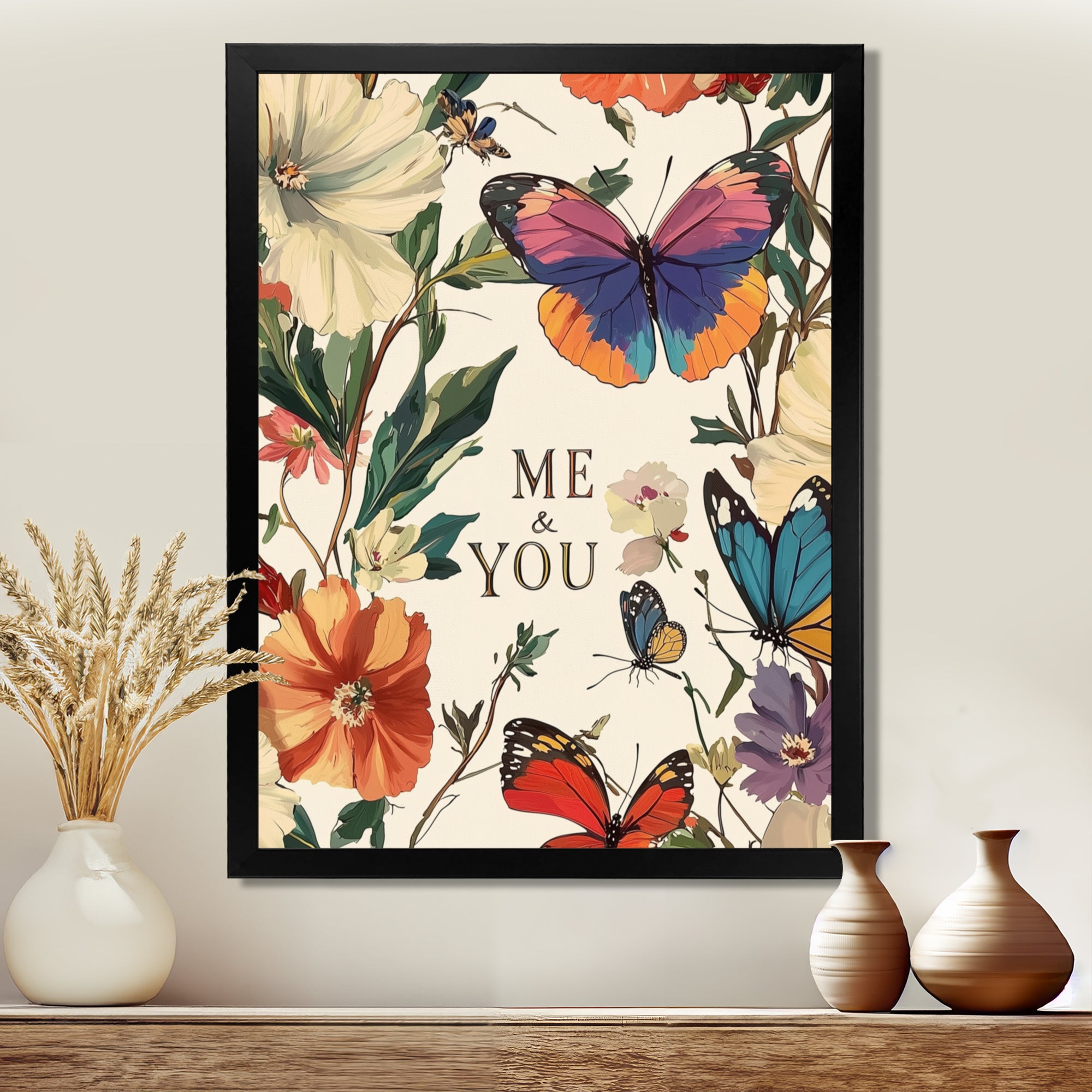Love Butterflies In Blue And Pink Tones - Blue Butterfly Wall Art